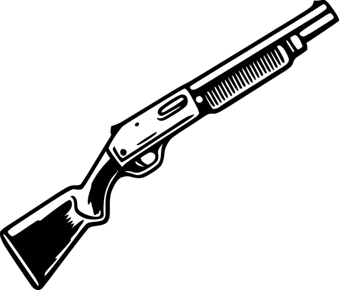 Hunting Shotgun Line Drawing Side View vector