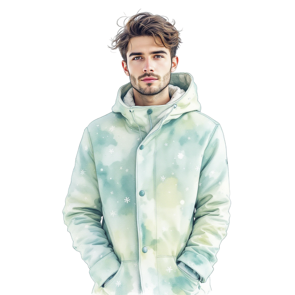 A man wearing a tie dye jacket png