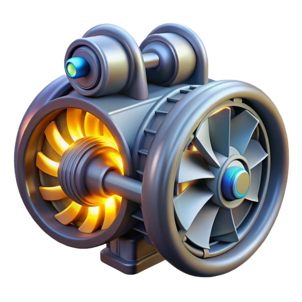 serene artistic Spaceship engine with glowing turbines detailed png