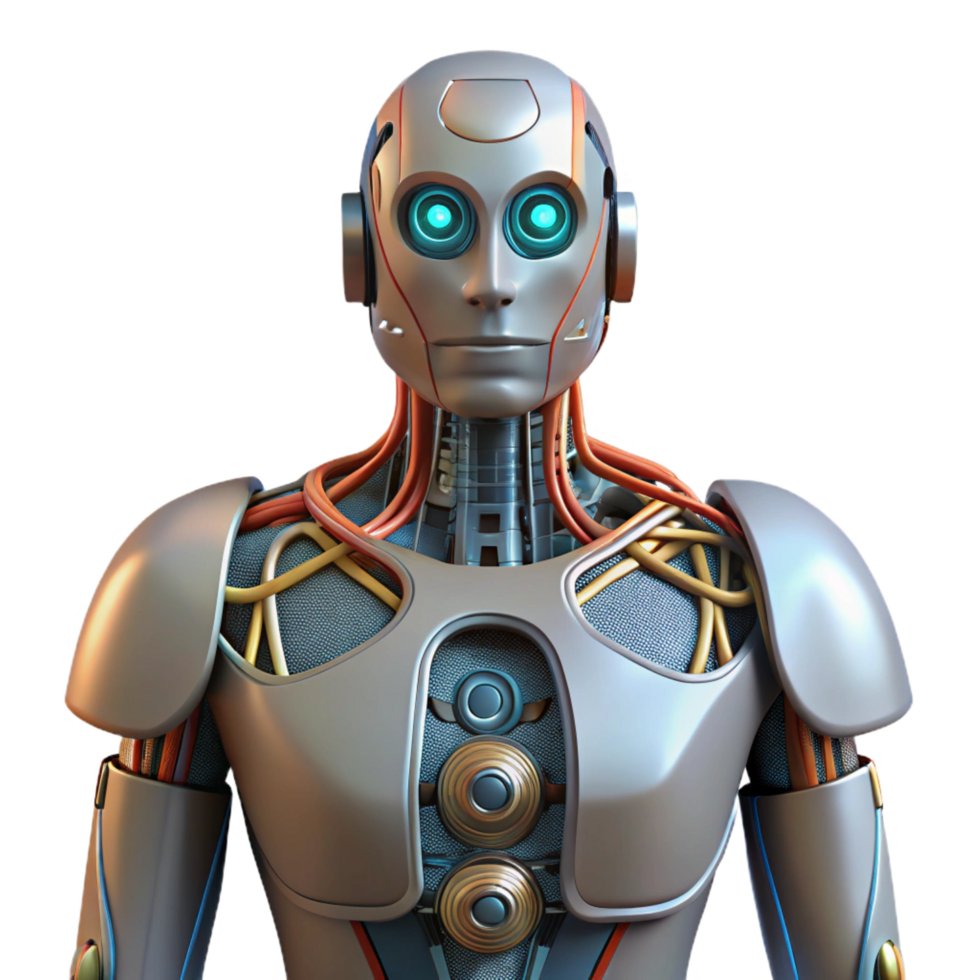 vibrant vintage Robot torso with exposed wires and circuits 4K png