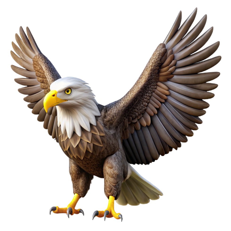 extraordinary creative A majestic bald eagle, wings spread, talons extended premium png