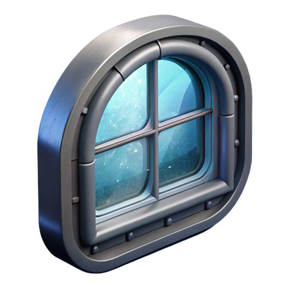 impressive abstract Spaceship window with frost effect authentic png