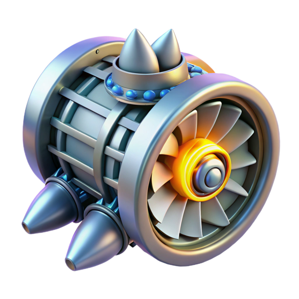 beautiful contemporary Spaceship engine with glowing turbines premium png