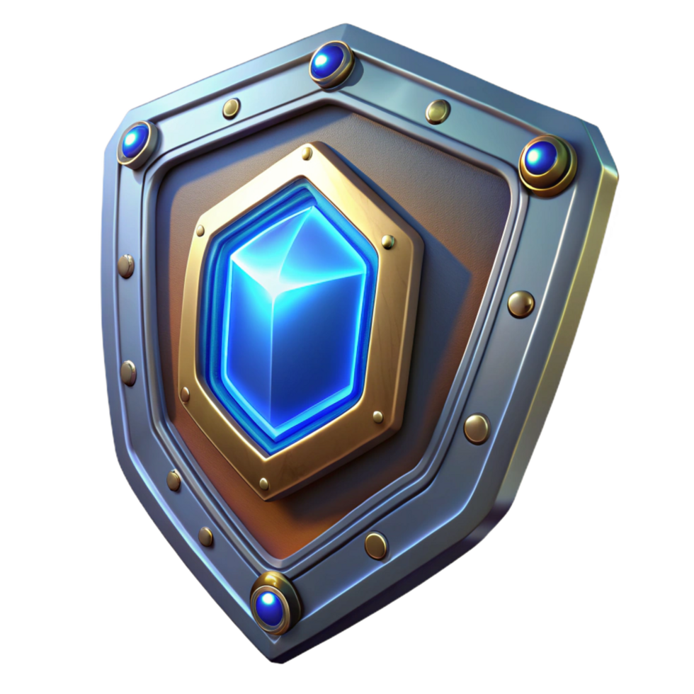 serene artistic Sci-fi shield with glowing energy field and metallic frame premium png