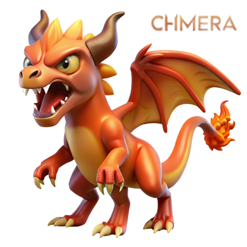 wonderful classic Chimera, fire-breathing hybrid monster, high resolution png