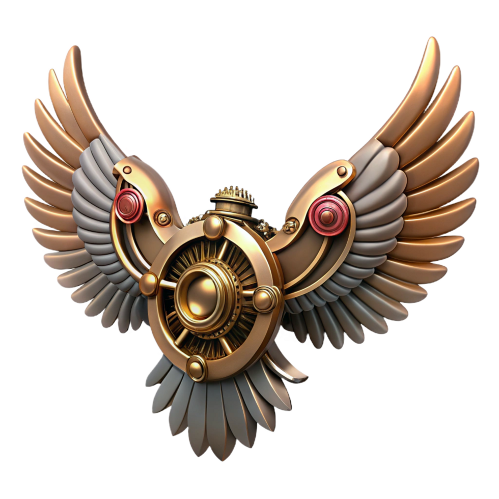 stunning traditional Steampunk wings with intricate metal feathers and clockwork mechanisms original png