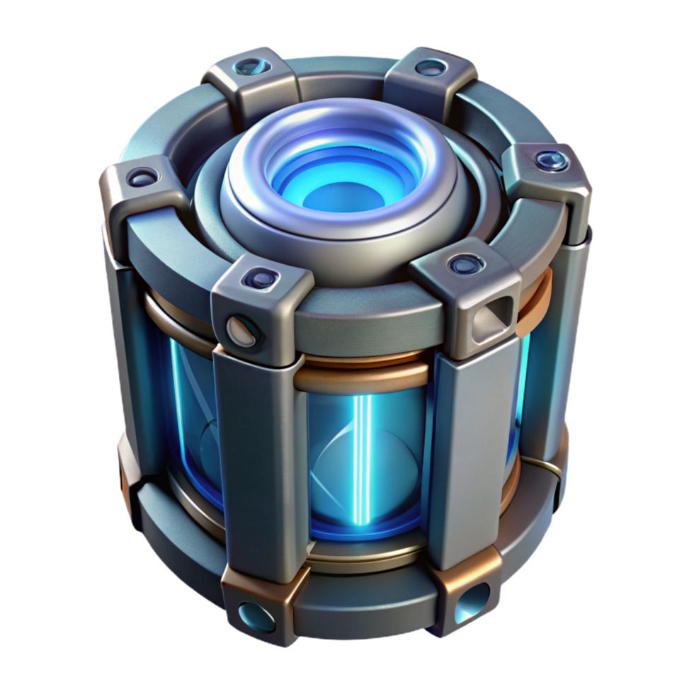 dramatic minimalist Sci-fi power core with glowing energy and intricate casing premium png