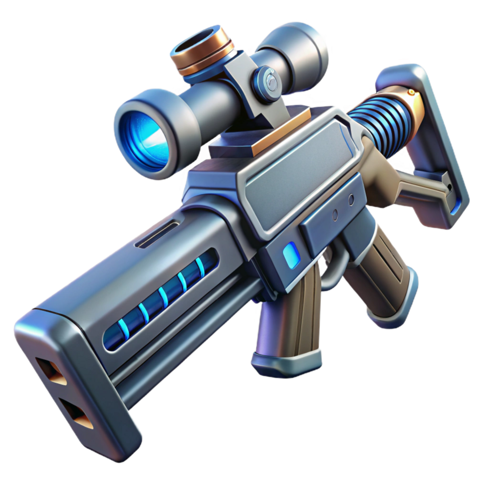 wonderful abstract Laser rifle, futuristic design, scope attached high resolution png