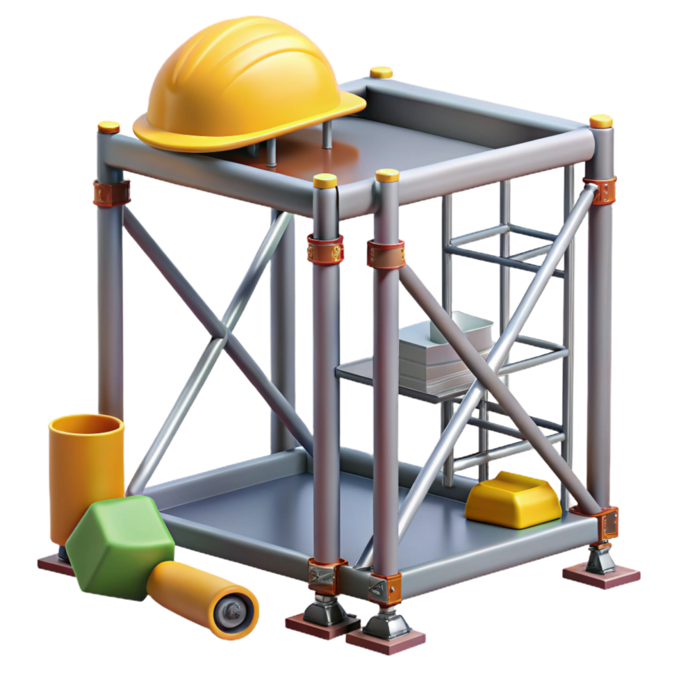 impressive abstract Scaffolding, metal frame, construction equipment, 4K png
