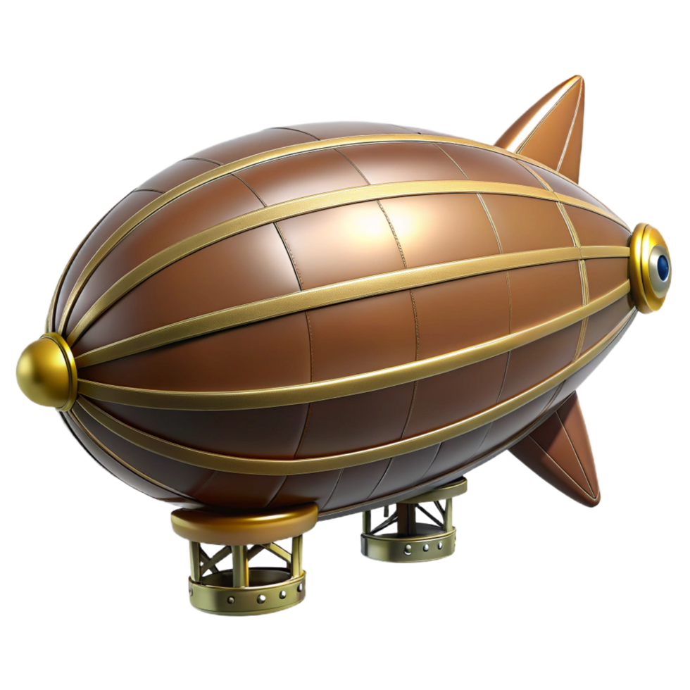 elegant minimalist Steampunk zeppelin illustration, isolated object genuine png