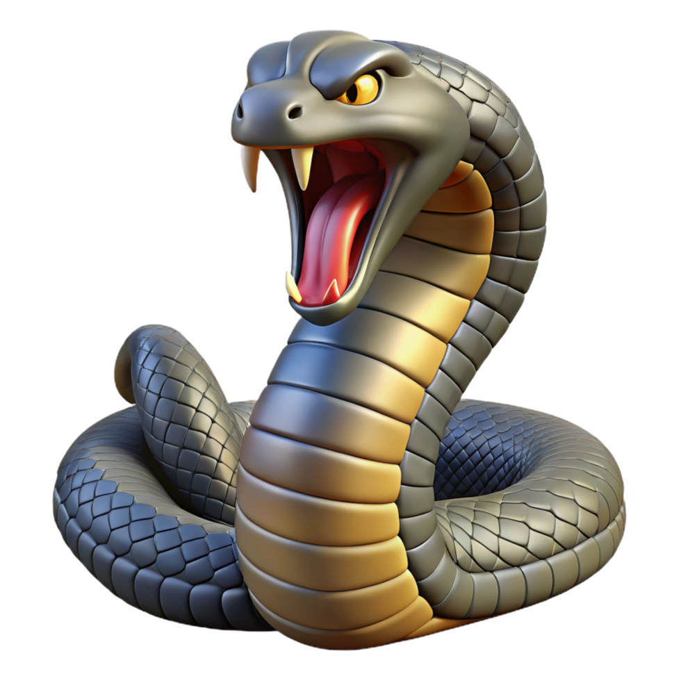 dramatic abstract A hissing King Cobra, high quality png
