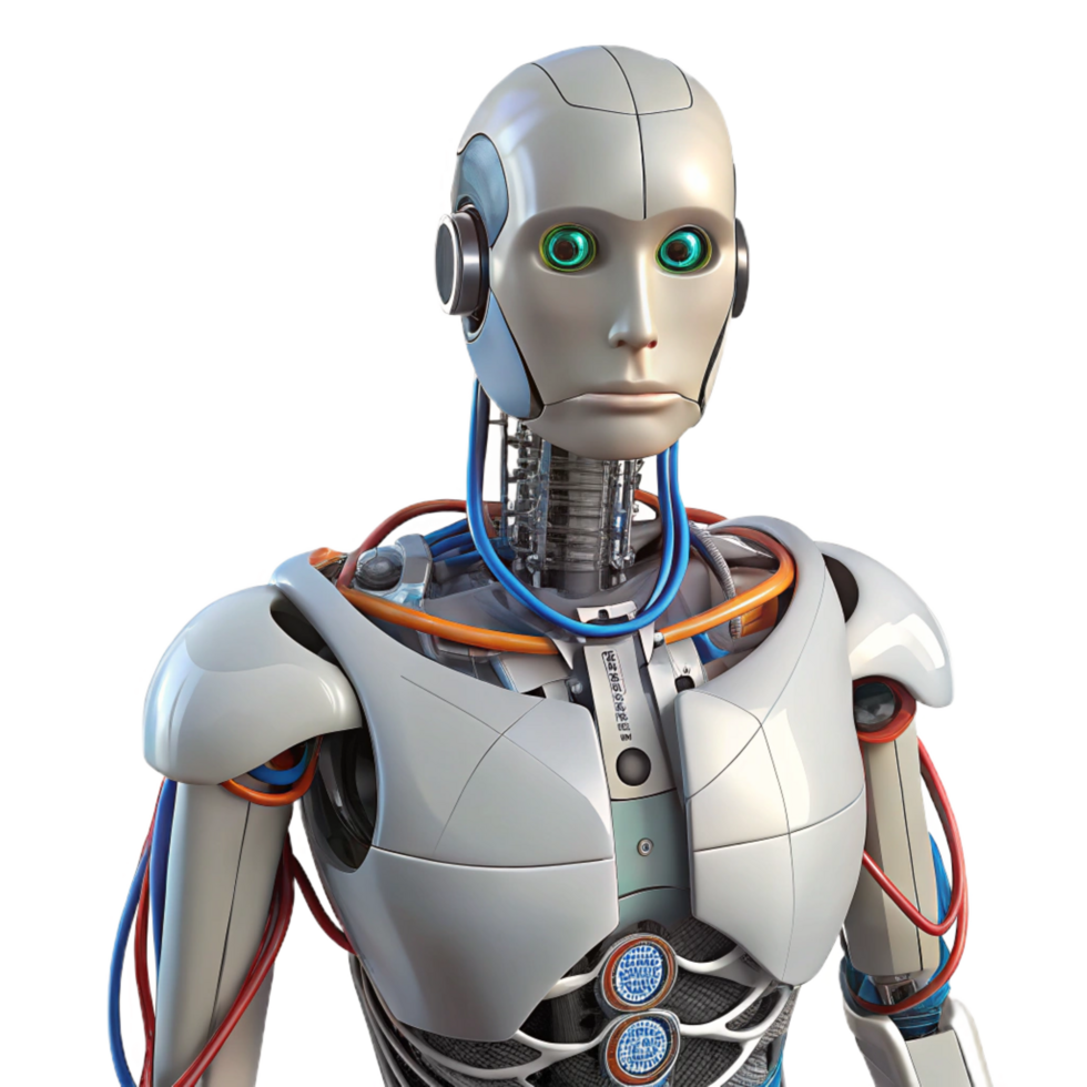 vibrant creative Robot torso with exposed wires and circuits detailed png