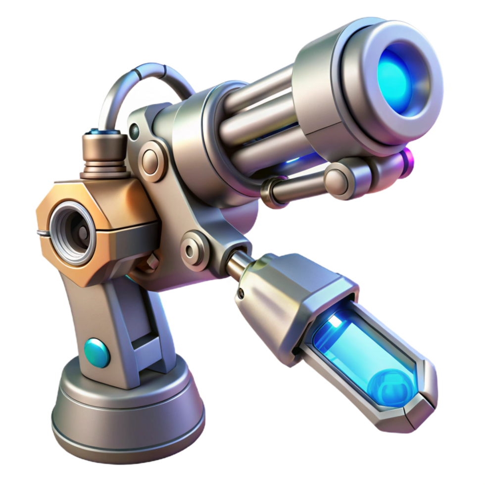 beautiful traditional Robotic arm holding a futuristic weapon genuine png