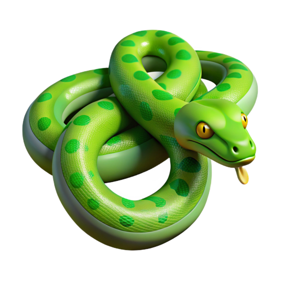 dramatic minimalist A slithering Green Tree Python, high quality png