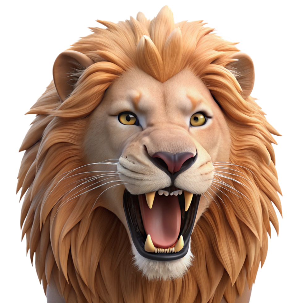 dramatic modern A roaring African lion, head and shoulders high resolution png