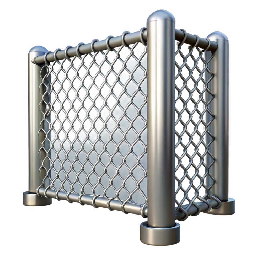 beautiful abstract Chain link fence, galvanized steel high resolution png