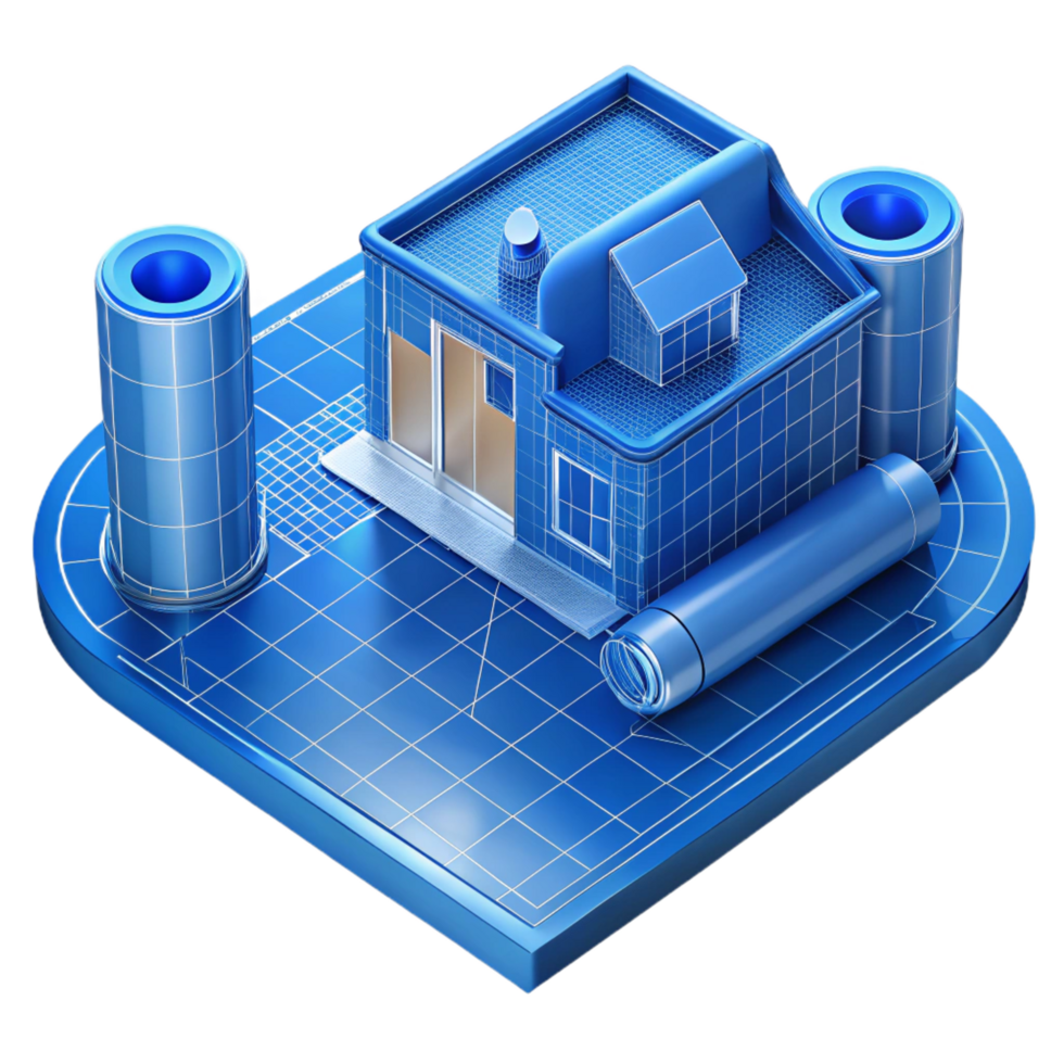 wonderful creative Architectural blueprint, detailed drawing, technical plan, 4K png