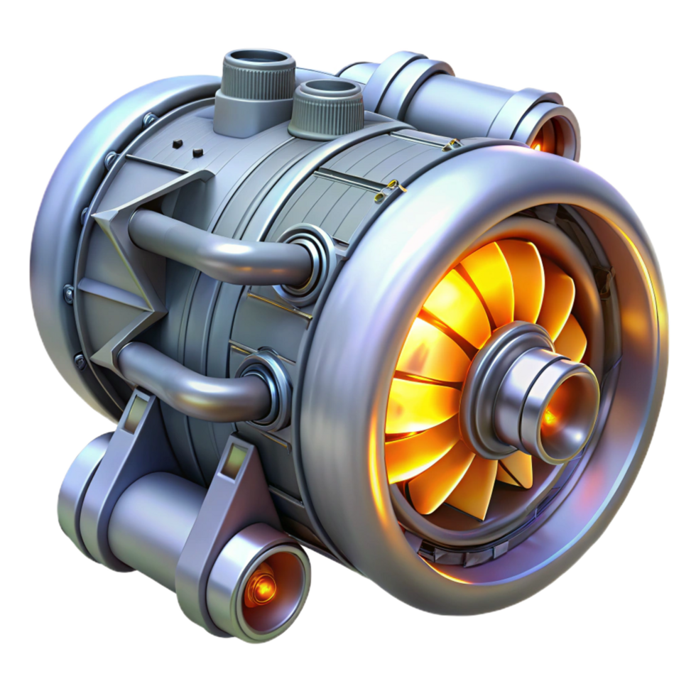 extraordinary classic Spaceship engine with glowing turbines exclusive png