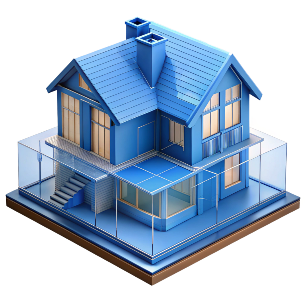 dramatic minimalist Blueprint of a residential house, premium png