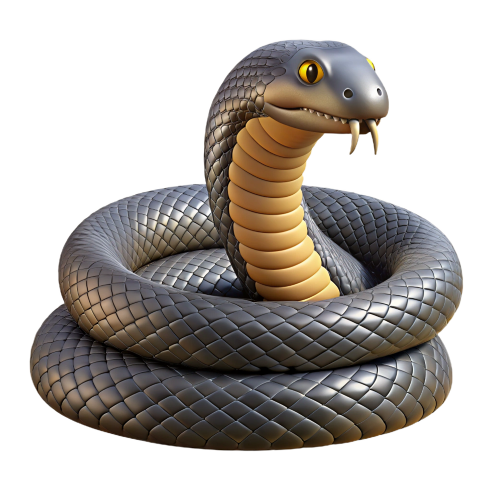 stunning minimalist A coiled King Cobra snake high resolution png