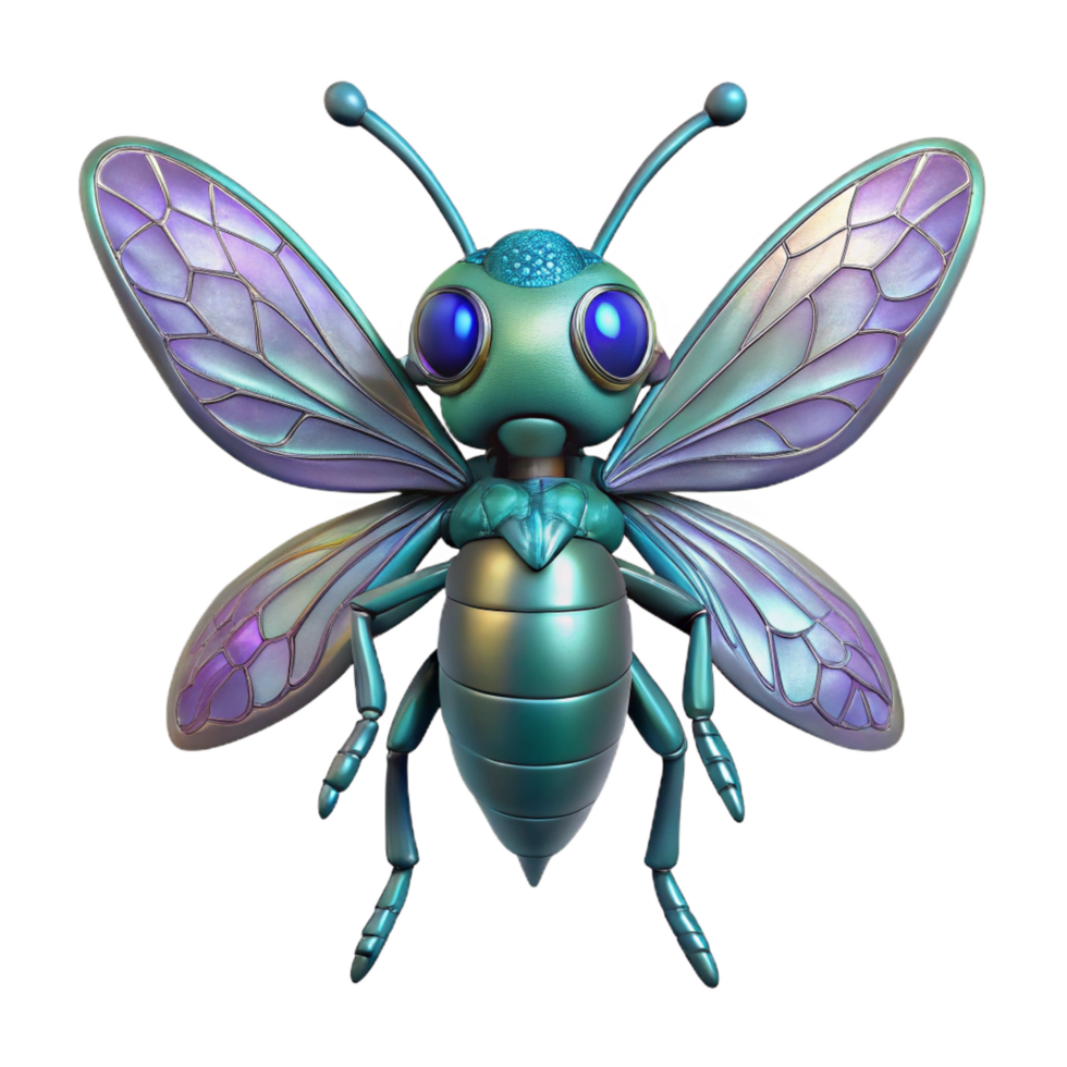 beautiful traditional Alien insect creature with iridescent wings and multiple eyes exclusive png