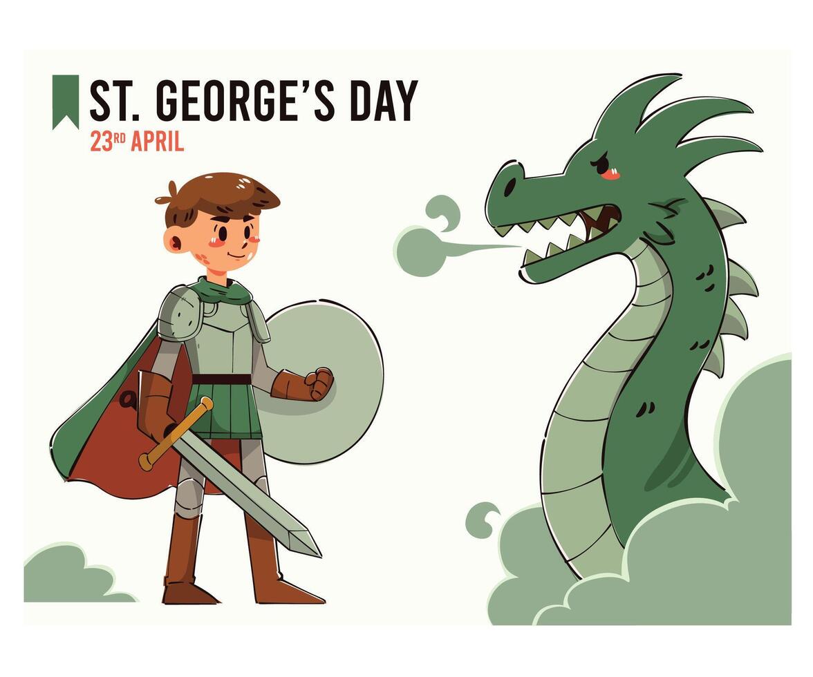 Cartoon St. George Day Horizontal Banner vector