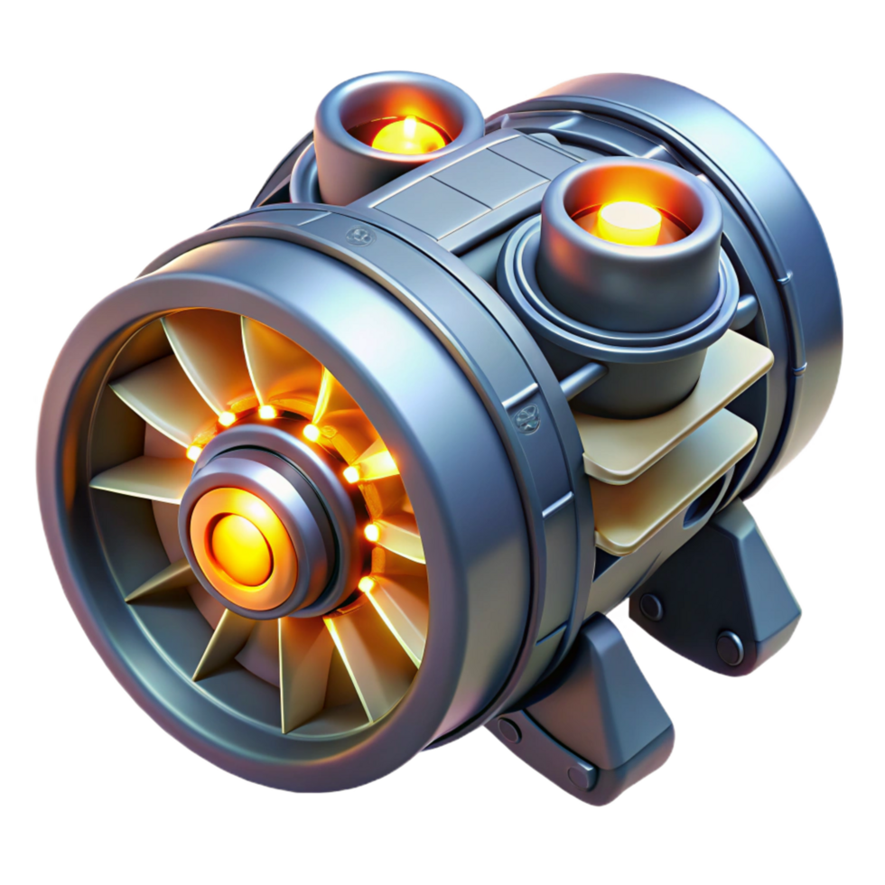 elegant artistic Spaceship engine with glowing turbines high quality png