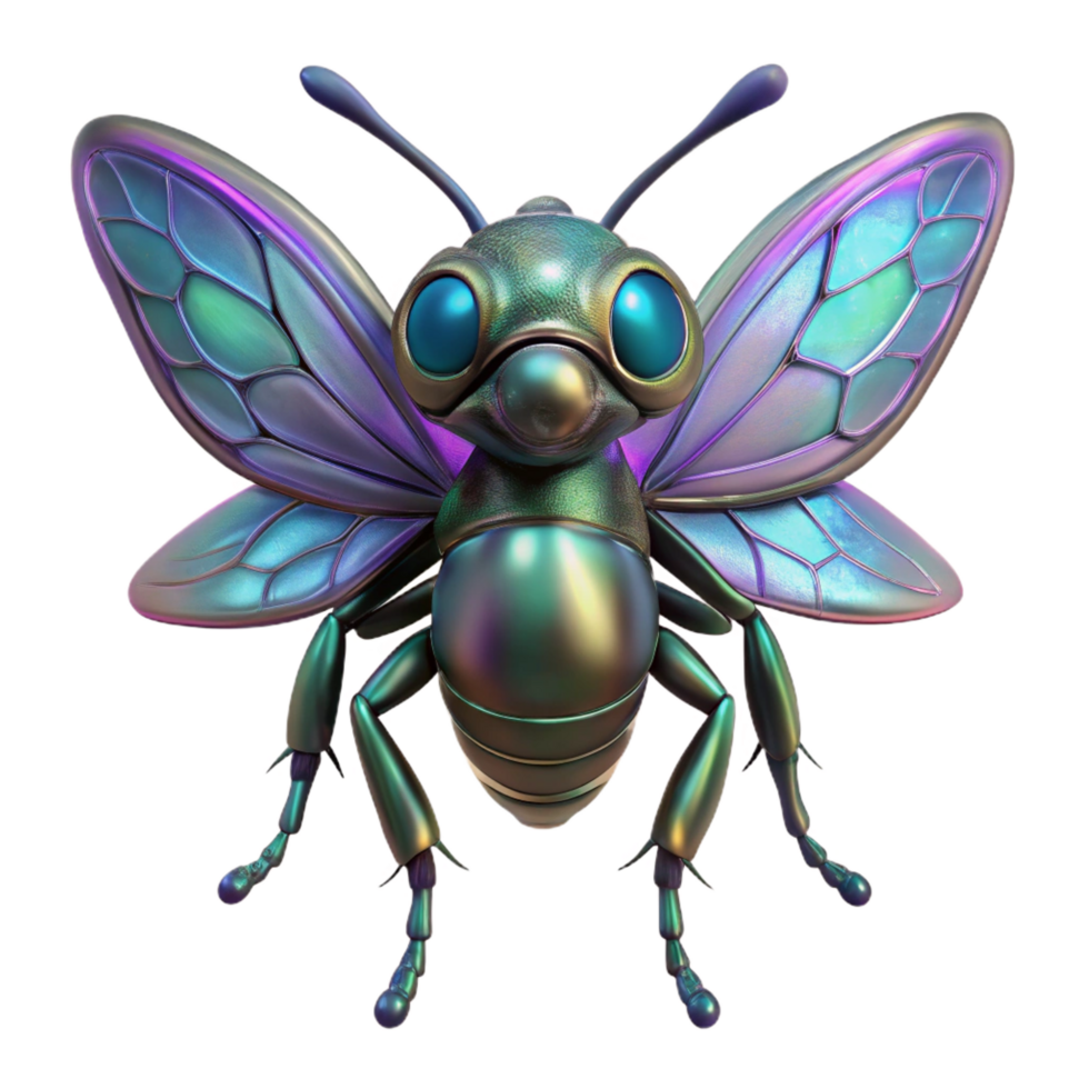 magnificent classic Alien insect creature with iridescent wings and multiple eyes detailed png