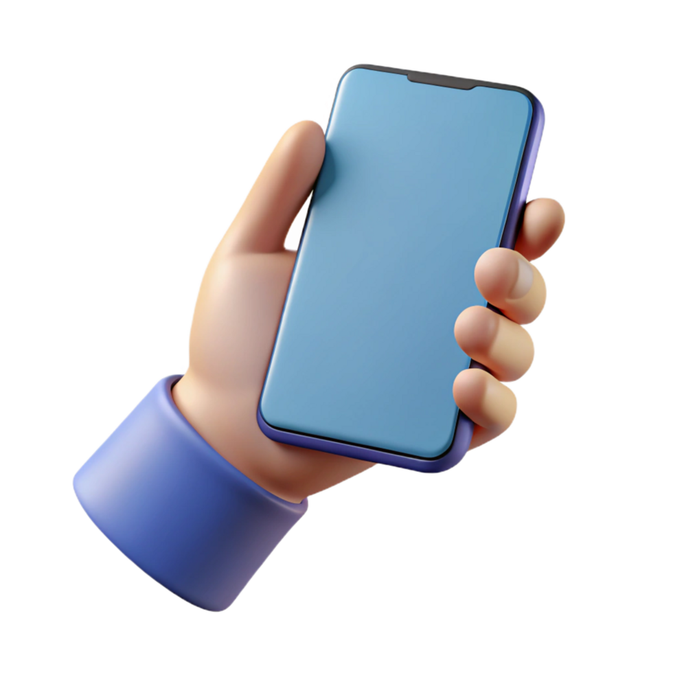 vibrant traditional Mobile phone held in hand, original png
