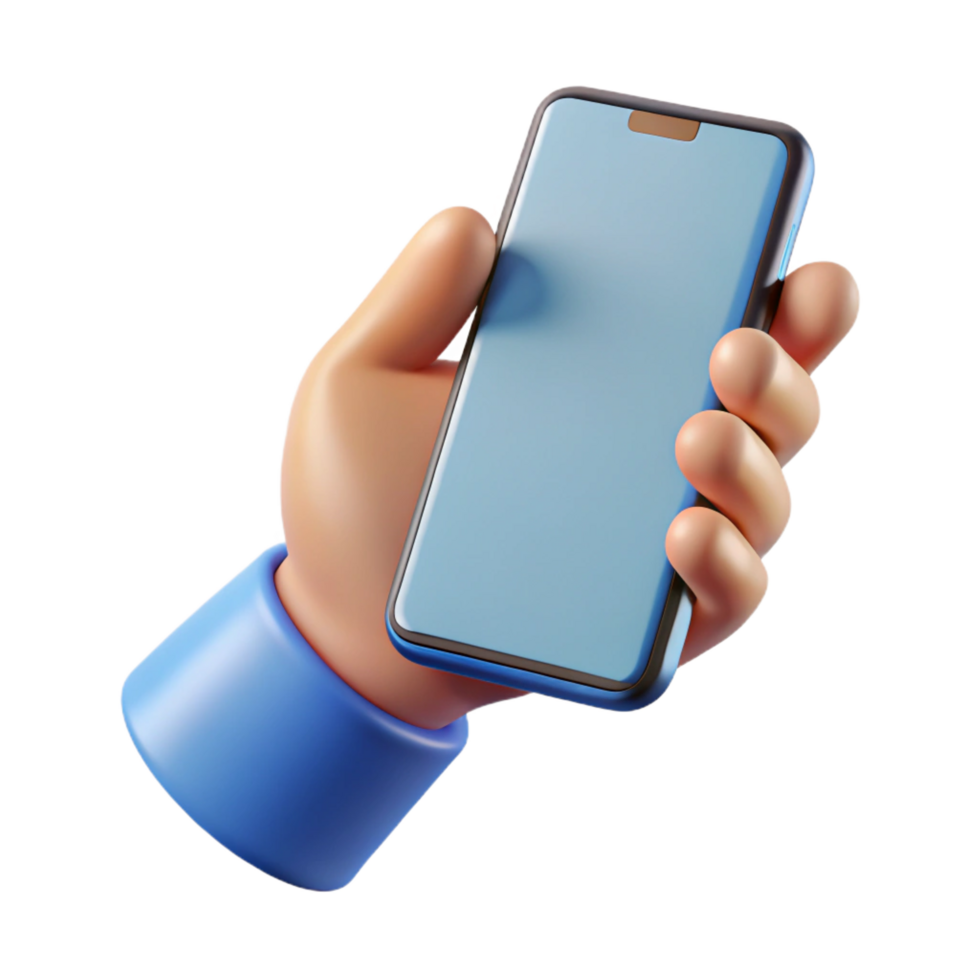 wonderful contemporary Mobile phone held in hand, exclusive png