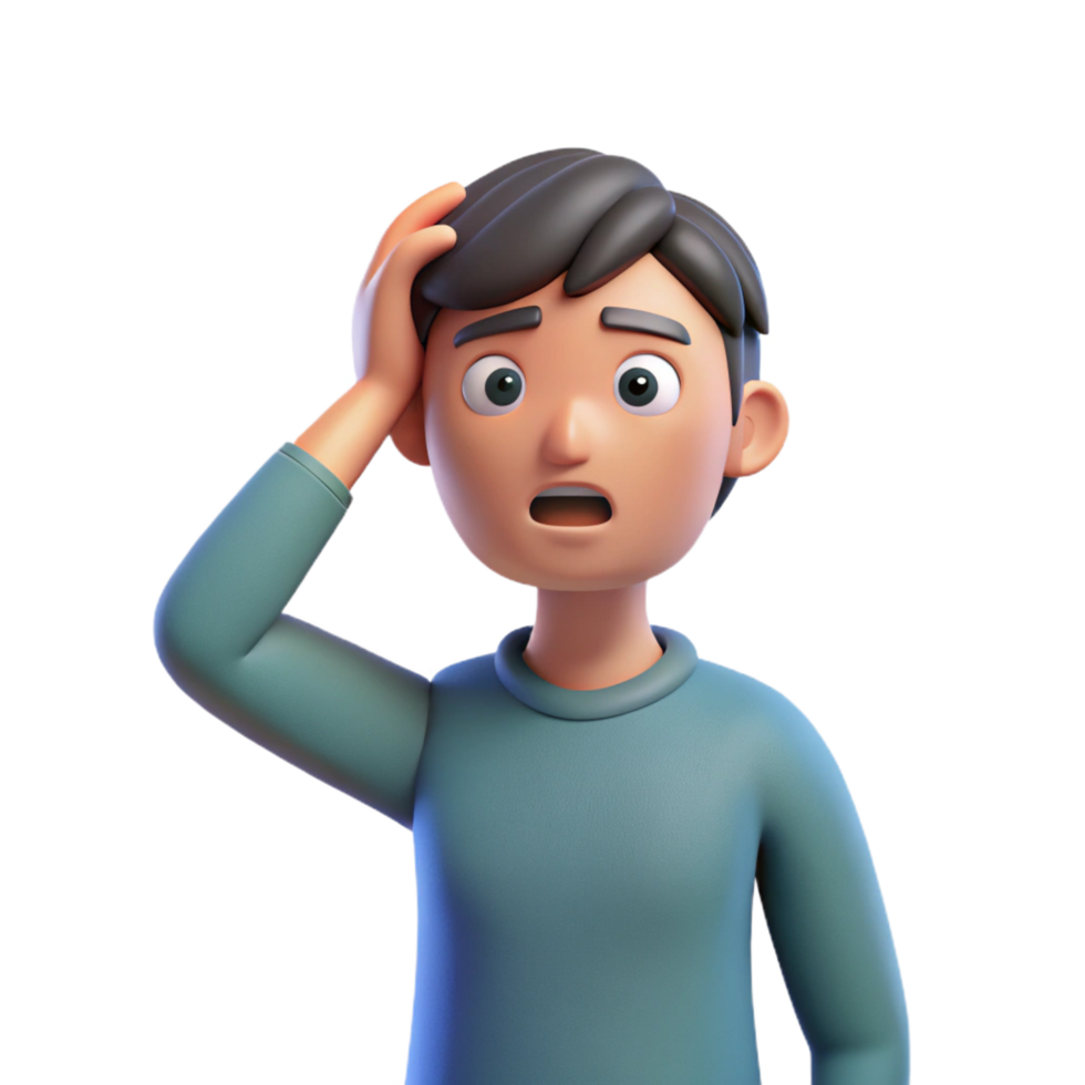 stunning abstract Confused person scratching head, original png