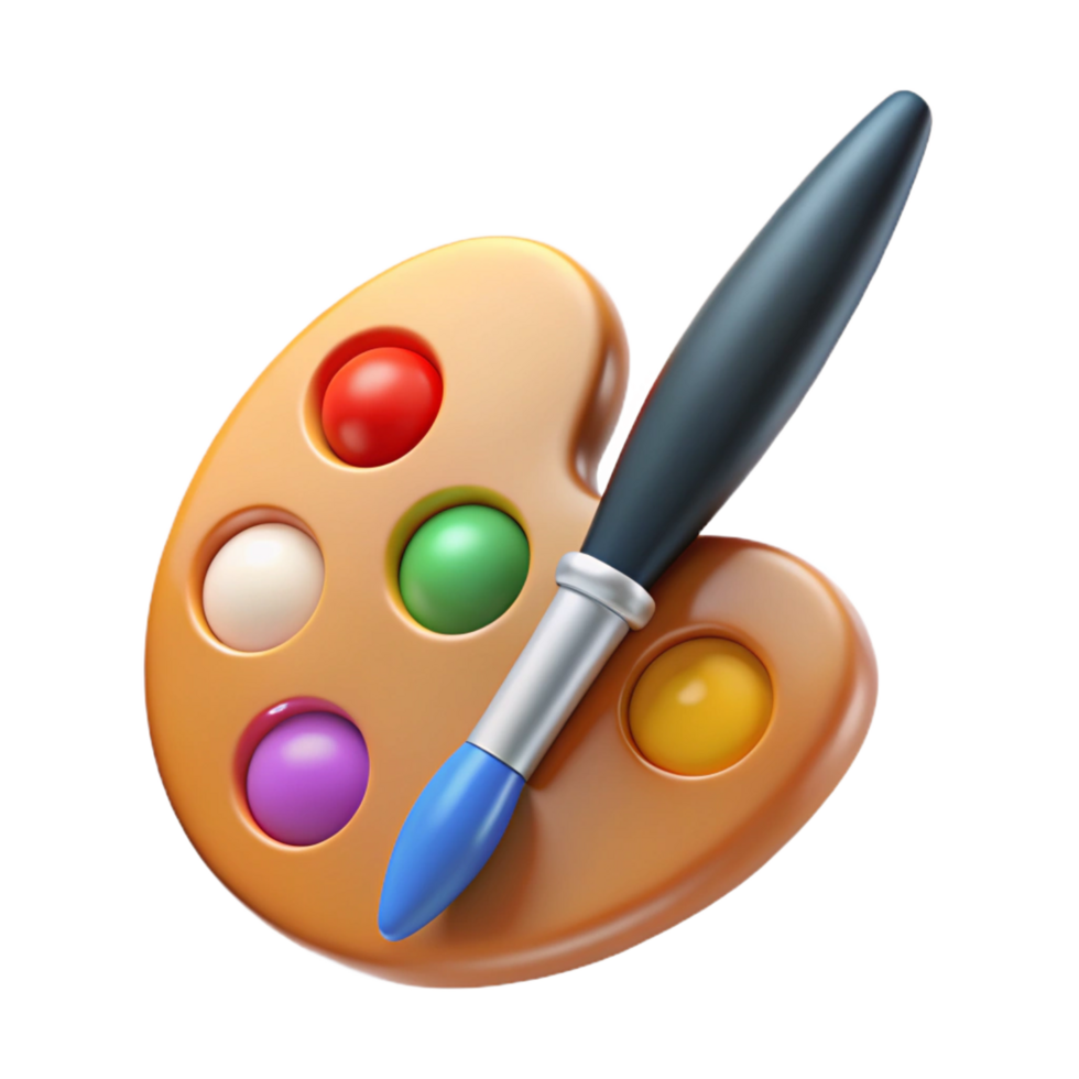 serene creative Paintbrush and palette, original png