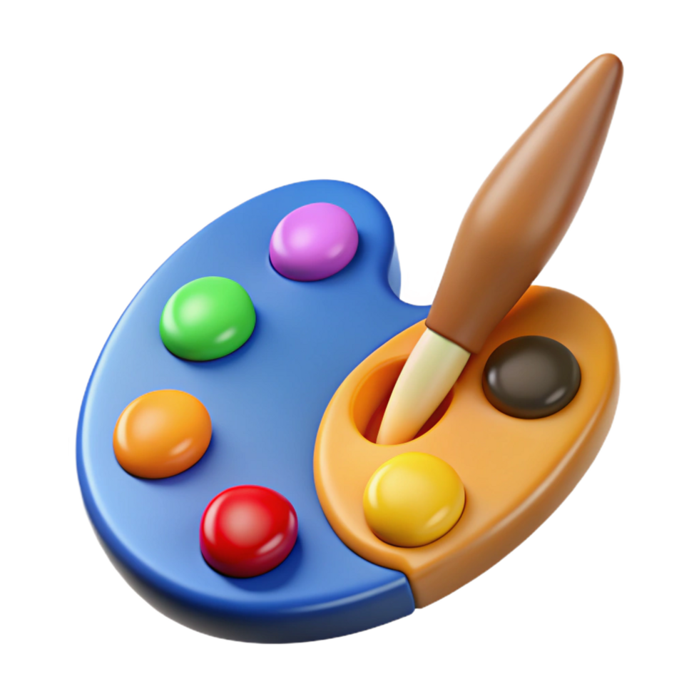 impressive classic Paintbrush and palette, original png