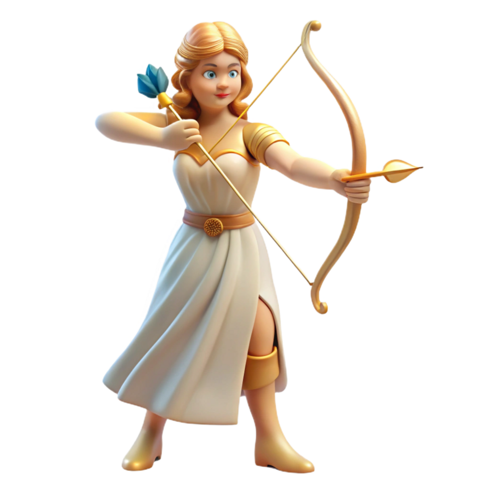 extraordinary artistic Artemis, Goddess of the Hunt, with a bow and arrow, authentic png