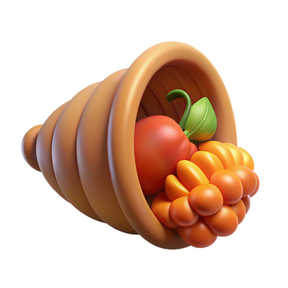 beautiful rustic Cornucopia, horn of plenty, 4K png