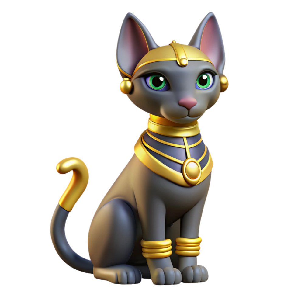 magnificent artistic Bastet, Egyptian cat goddess, professional png