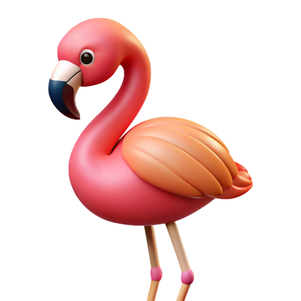 dramatic minimalist A preening flamingo high quality png