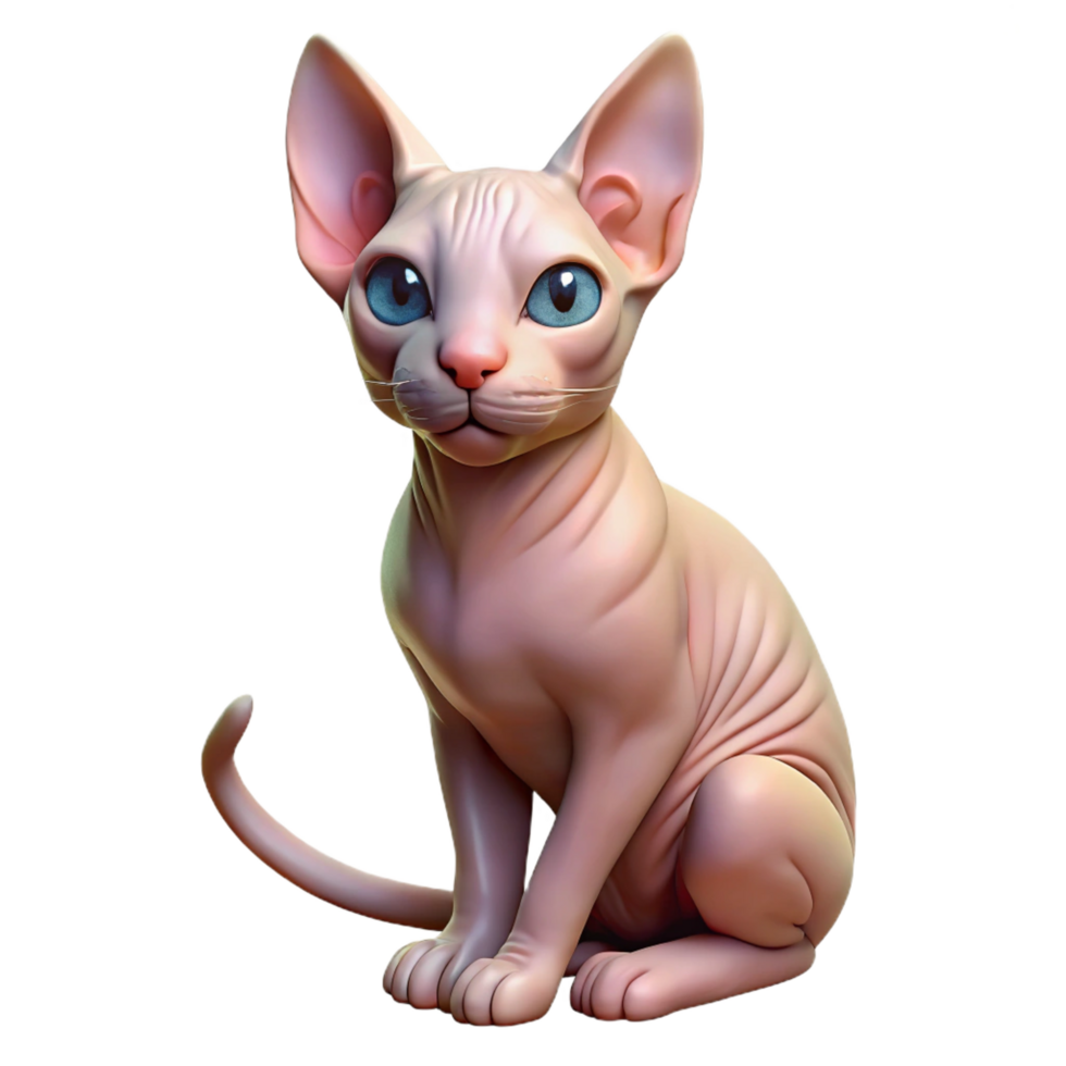vibrant contemporary A Sphynx cat, sitting authentic png
