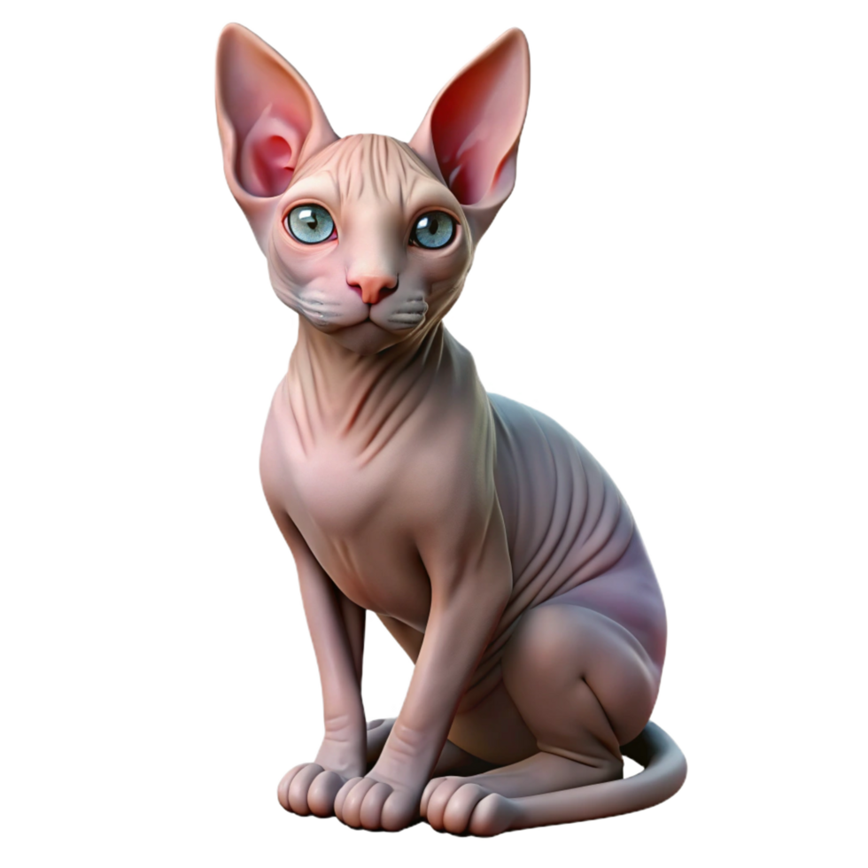dramatic minimalist A Sphynx cat, sitting high quality png