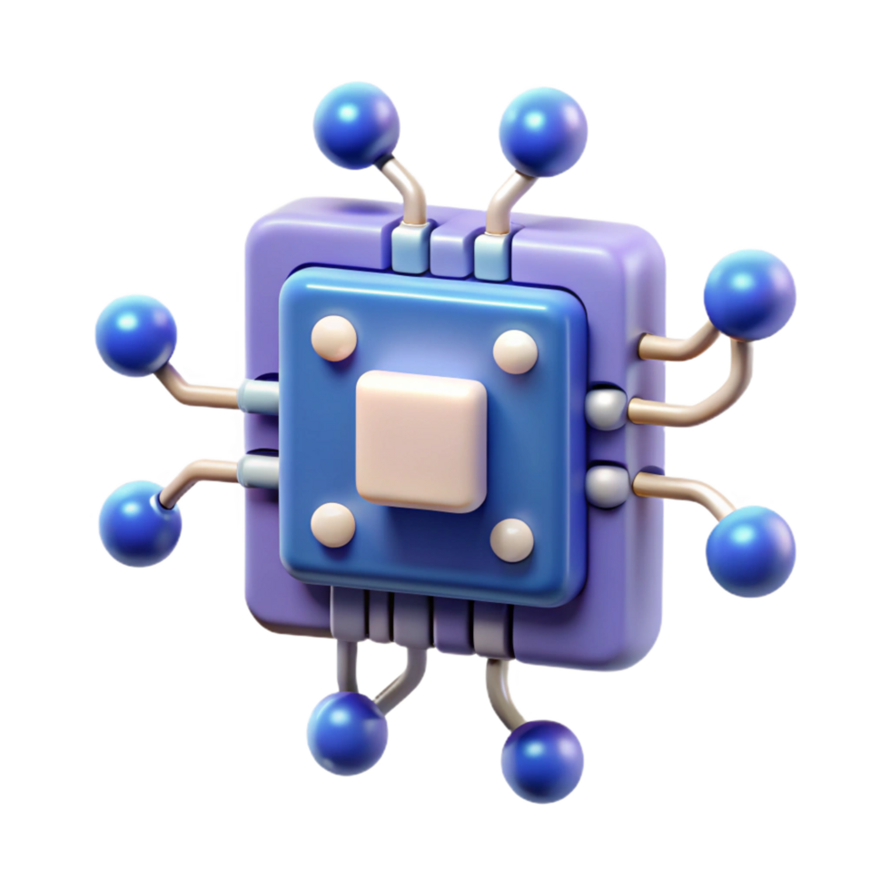 dramatic contemporary Artificial intelligence circuit board with glowing nodes high resolution png