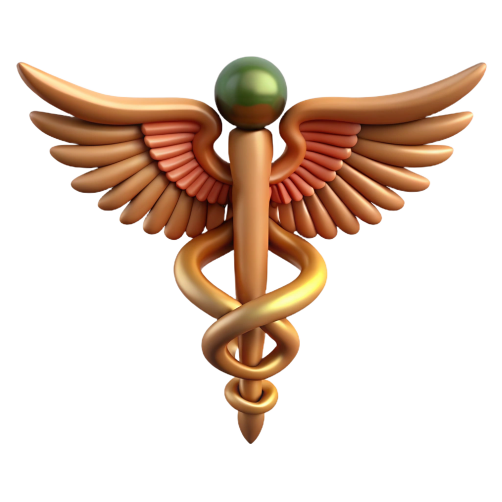 serene abstract Caduceus, Hermes' staff, medical symbol, authentic png