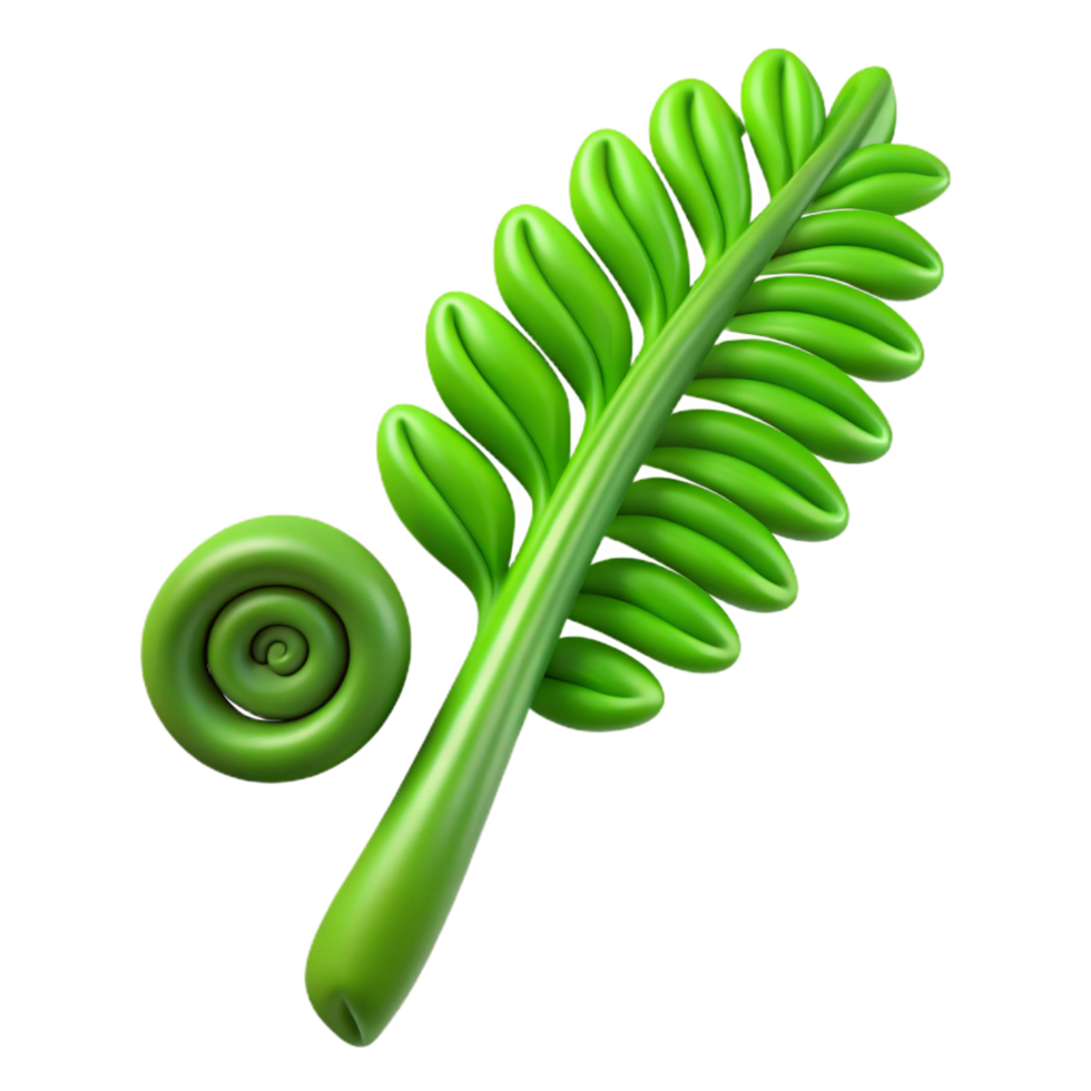 beautiful minimalist Green fern frond unfurling 4K png