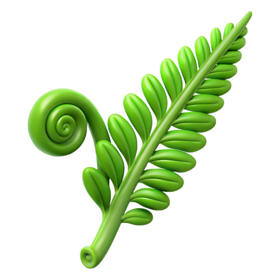 elegant contemporary Green fern frond unfurling authentic png