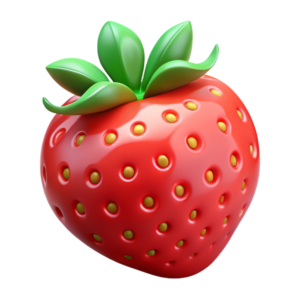 dramatic artistic Ripe red strawberry with green leaves authentic png