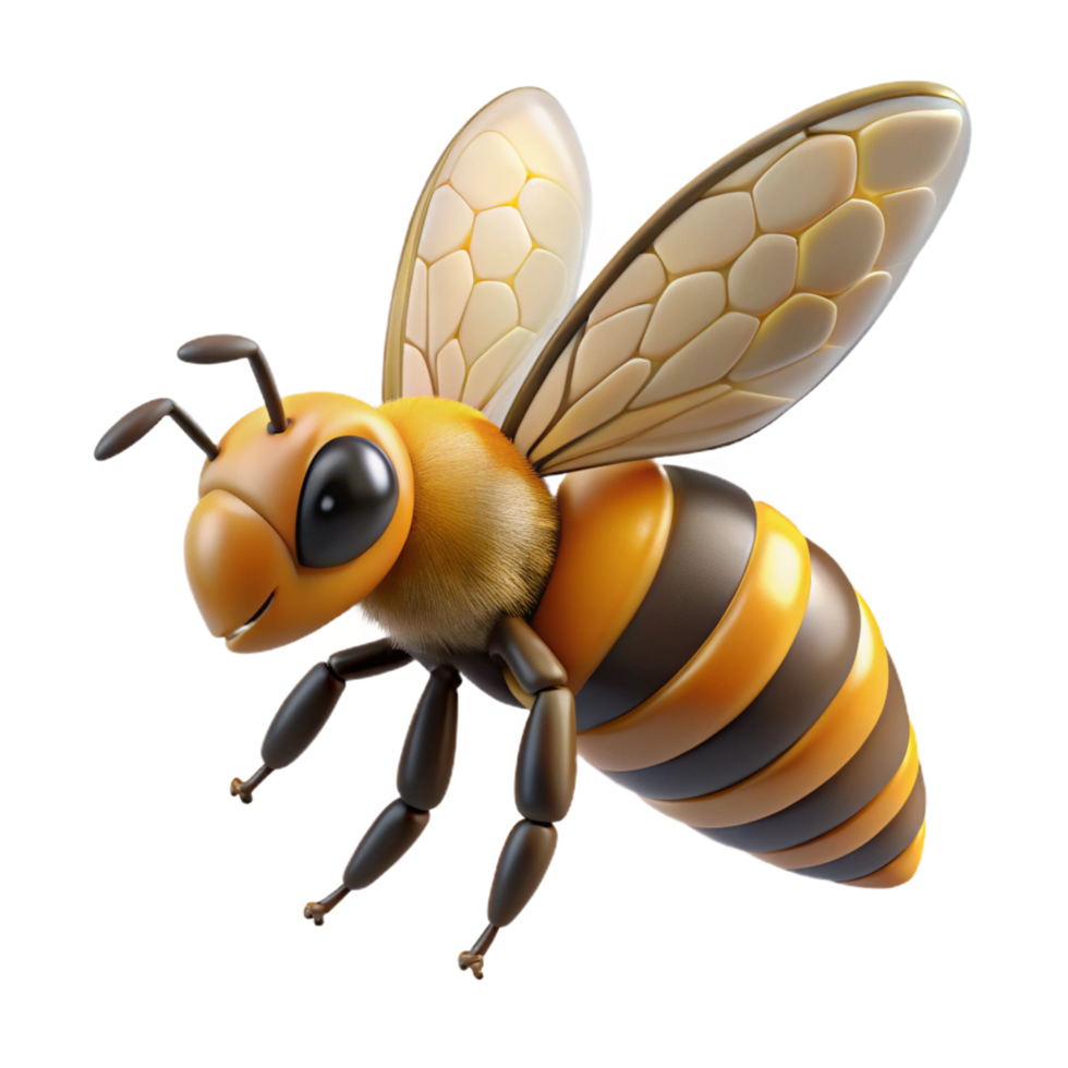 wonderful minimalist Honeybee in flight authentic png