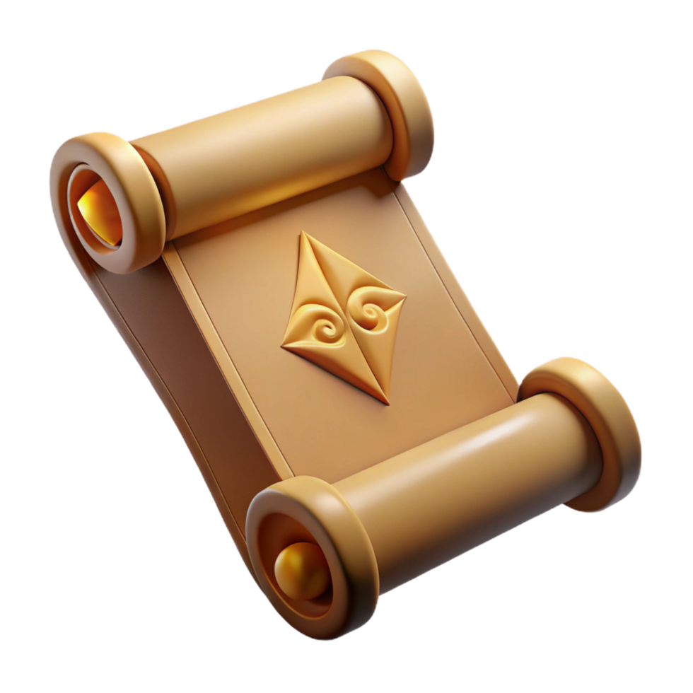 extraordinary artistic A single, ancient scroll, with cryptic symbols, high resolution png
