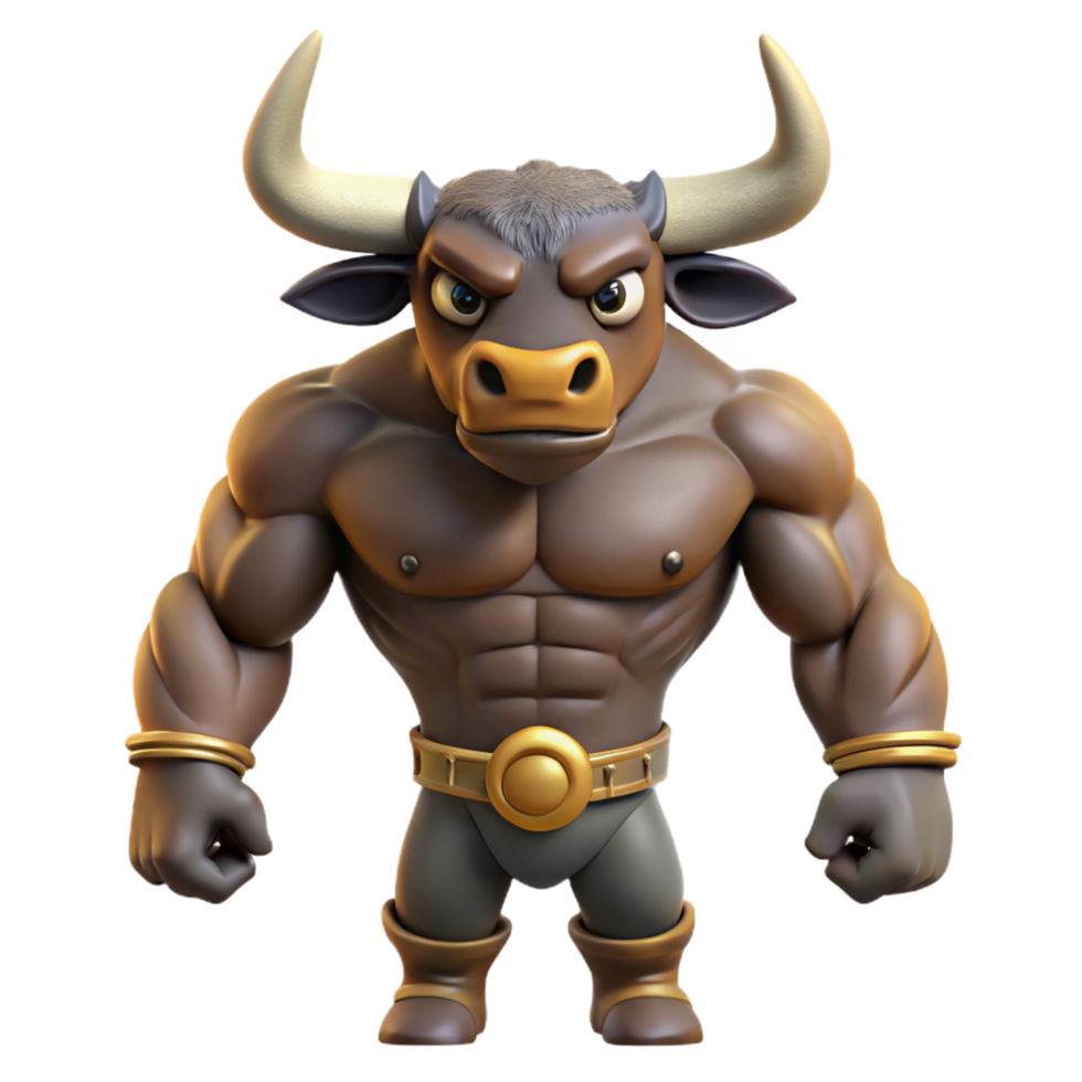 elegant vintage A fearsome minotaur, bull head, human body, original png