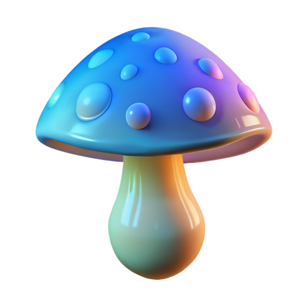 stunning abstract A single, magic mushroom, glowing with bioluminescence, high quality png
