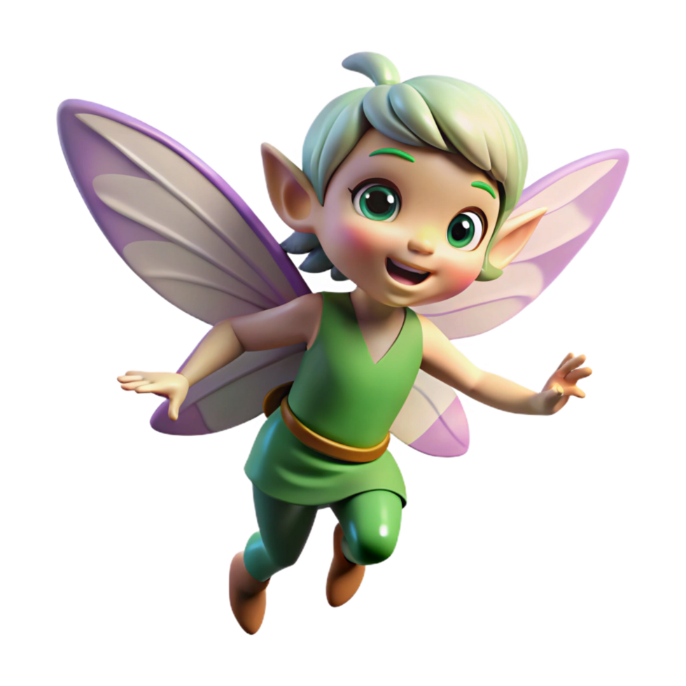 beautiful minimalist A mischievous pixie, fluttering wings, playful expression, premium png