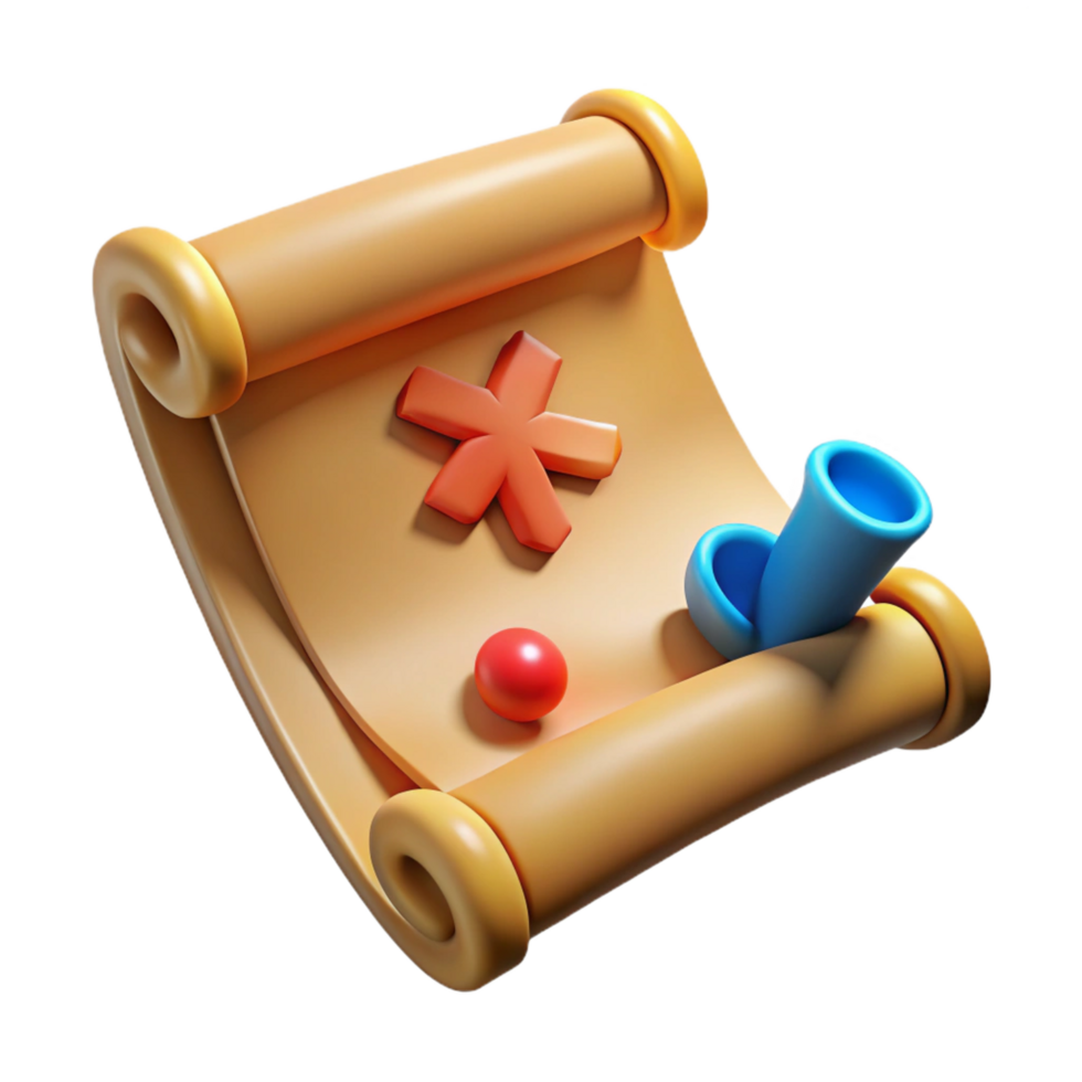 vibrant modern A single, treasure map, marked with an X, professional png